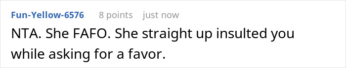 Reddit comment with 8 points discussing babysitter stress.