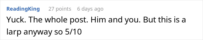 Comment by ReadingKing criticizing a post about a sugar daddy proposal.