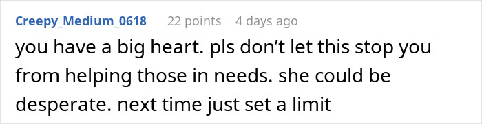 Comment praising a big-hearted good deed that turned into an accidental charity event.