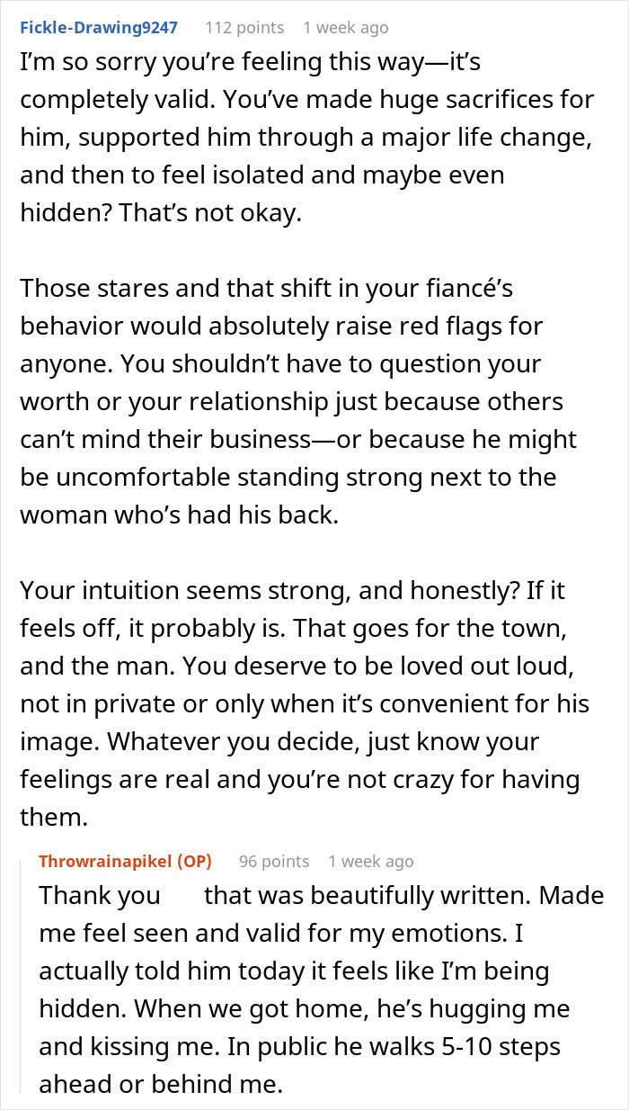 Reddit users discuss a fianc&eacute;e's concerns over weird behavior and possible ulterior motives regarding her relationship.