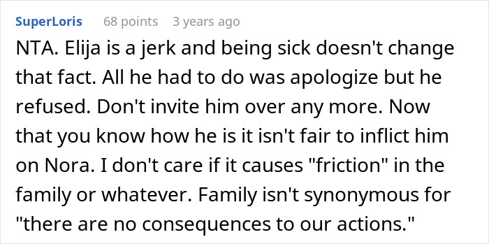 Screenshot of a comment about a spoiled boy demanding ice cream and causing trouble at a birthday party.