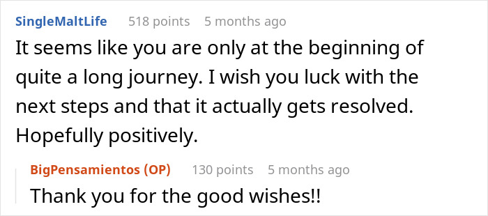 Comment exchange discussing a woman's shocking family DNA results.