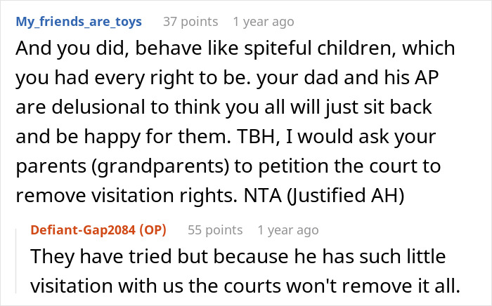 Text exchange about visitation rights and emotional tensions during an engagement dinner situation.