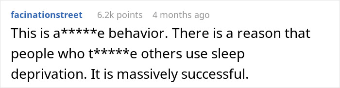 Comment about sleep deprivation showing frustration after being deprived of proper sleep for weeks by boyfriend. Comment about sleep deprivation showing frustration after being deprived of proper sleep for weeks by boyfriend.