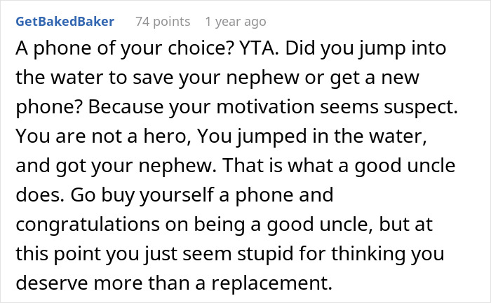 Comment about uncle turning into lifeguard to save nephew from drowning, criticizing negligent dad&rsquo;s lack of responsibility.