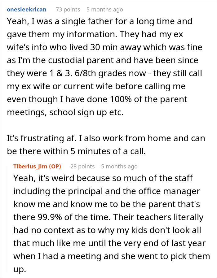 Single father shares frustration over school calling mom for emergencies despite being primary contact. Single father shares frustration over school calling mom for emergencies despite being primary contact.