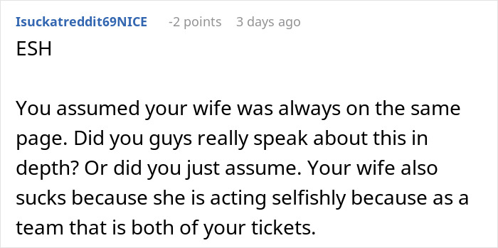 Reddit comment criticizing a couple's handling of lotto winnings, suggesting they should communicate better.