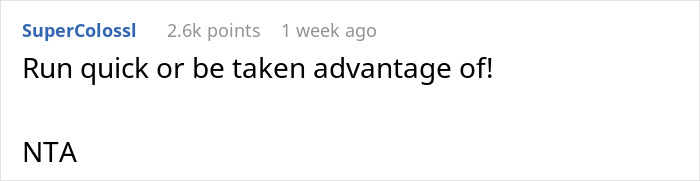 Comment advising woman to leave boyfriend who seeks heiress.