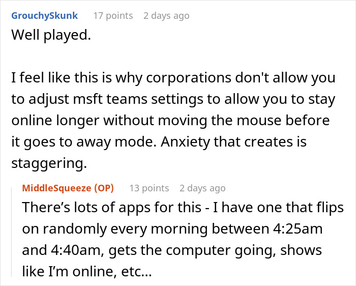 Online discussion about work productivity apps and corporate settings.