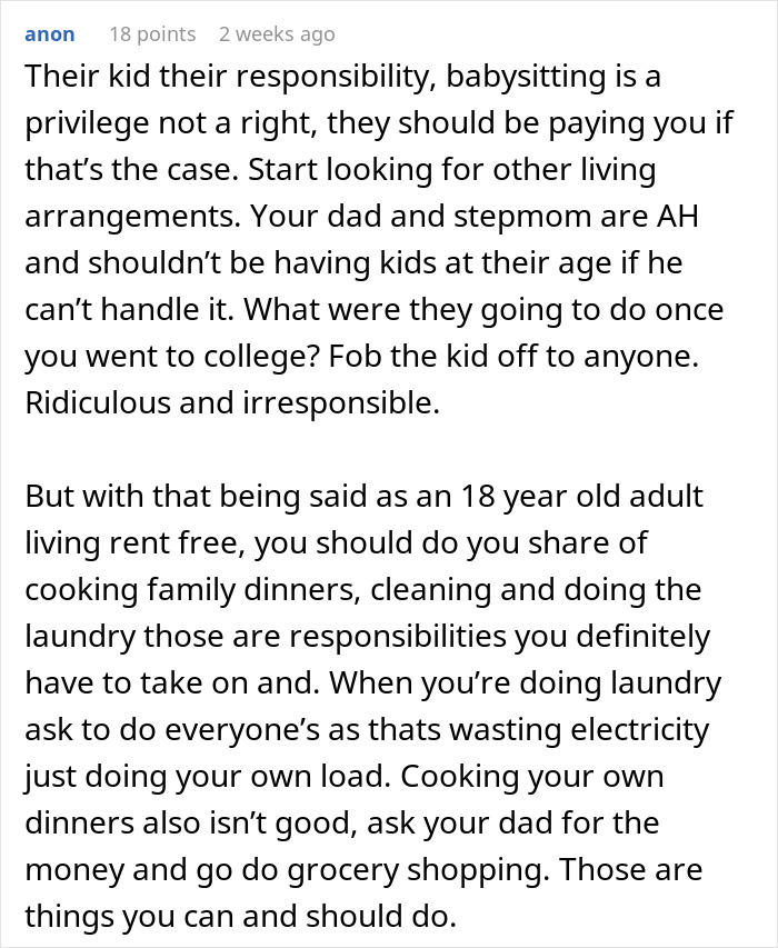 Stepmom Makes 18YO Watch Her Baby Because She Doesn’t Pay Rent, Gets A Reality Check Stepmom Makes 18YO Watch Her Baby Because She Doesn’t Pay Rent, Gets A Reality Check