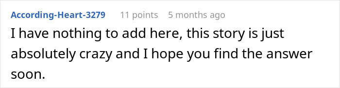 Comment from user expressing shock at unexpected family DNA results.