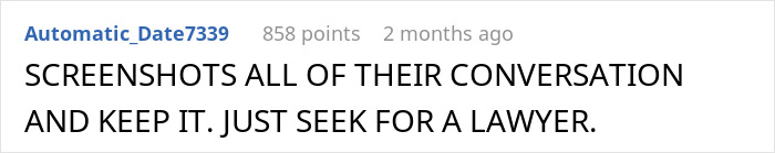 Comment about wife discovering truth after husband&rsquo;s late-night drinks with coworker, advising screenshots and legal help.