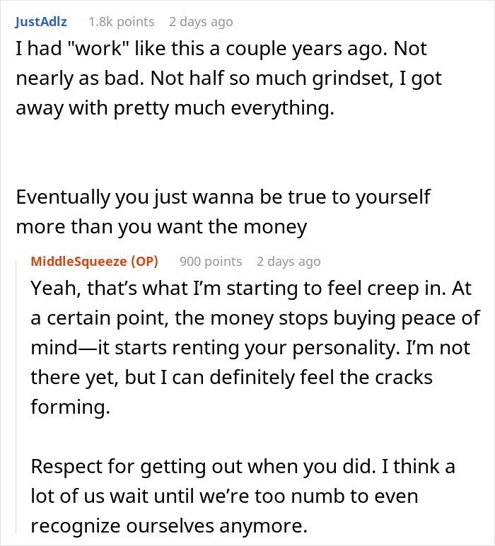 Text exchange about making millions with little work, discussing personal fulfillment and money's impact.