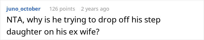 Reddit comment questioning father's choice about stepsister and vacation dynamics. Reddit comment questioning father's choice about stepsister and vacation dynamics.