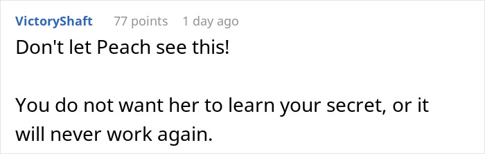 Comment discussing a secret related to a vacation spot being stolen.