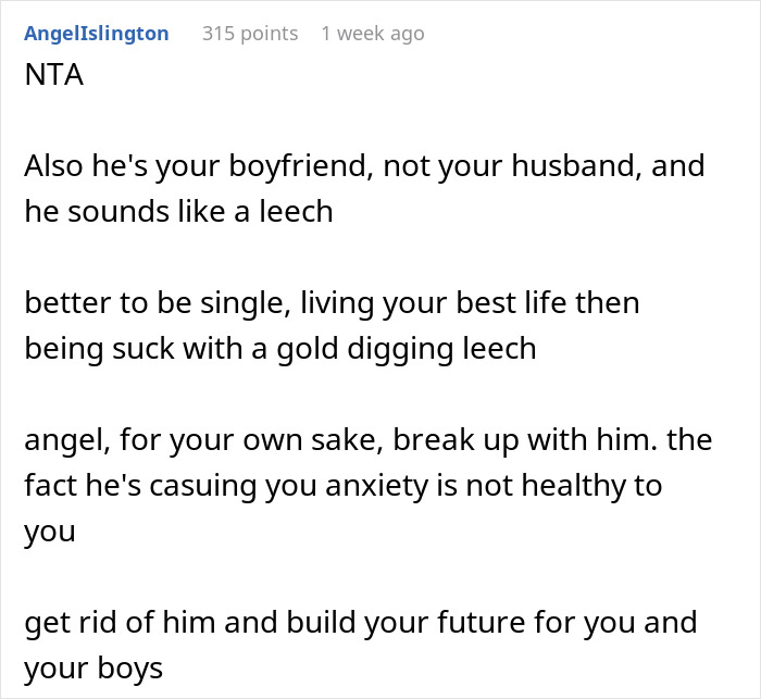 Text message discussing woman dumping boyfriend over heiress concerns.