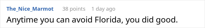 Comment on vacation spot avoidance in Florida.