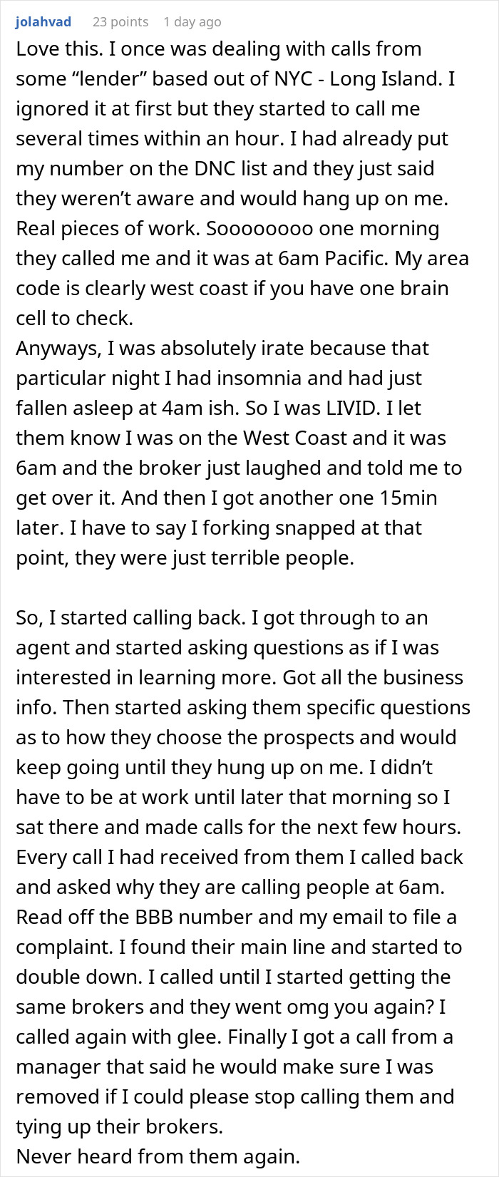 Man gets spam caller to stop after calling them 266 times, detailed story of persistence and humor.