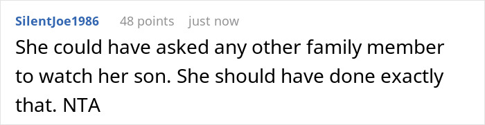 Comment criticizing stepmom for asking grieving teen to babysit during dad's funeral. Comment criticizing stepmom for asking grieving teen to babysit during dad's funeral.