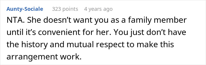 Comment on family conflict, discussing history and respect dynamics between MIL and DIL.