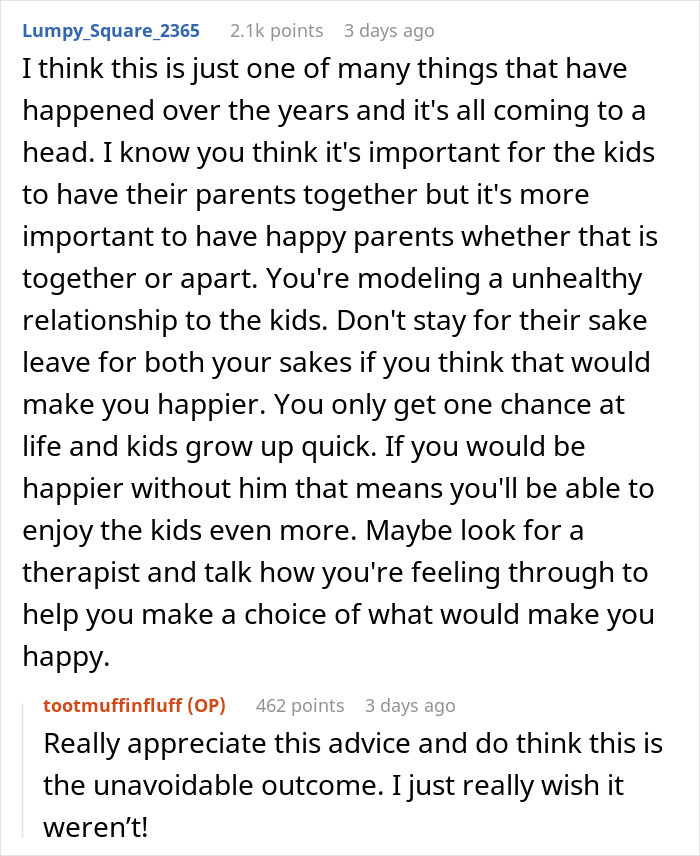 Reddit comment thread discussing a man's anniversary plan with his mom, causing relationship tension.