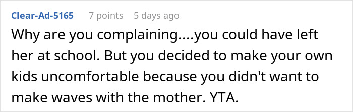 Comment criticizing a mom's decision on babysitting assumptions related to play dates.