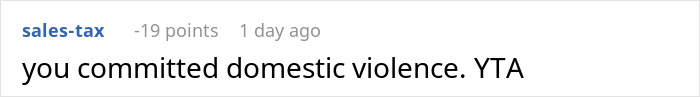 Reddit comment calling out cake-smashing incident as domestic violence.
