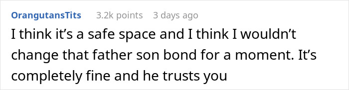 Comment on father-son bond, highlighting trust and safe space.