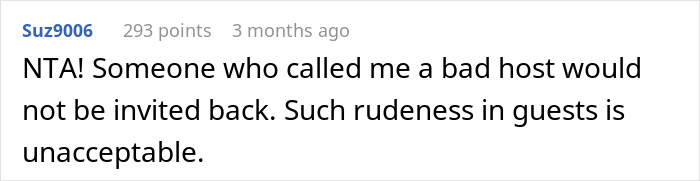 Comment regarding rude guest behavior, emphasizing rudeness is unacceptable.