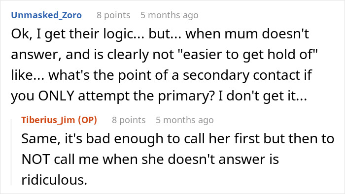 Text exchange criticizing a school's policy of only calling moms for emergencies, ignoring dads despite requests. Text exchange criticizing a school's policy of only calling moms for emergencies, ignoring dads despite requests.