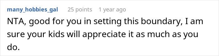 Comment supporting a woman's decision about not inviting her entitled sister on Easter vacation.
