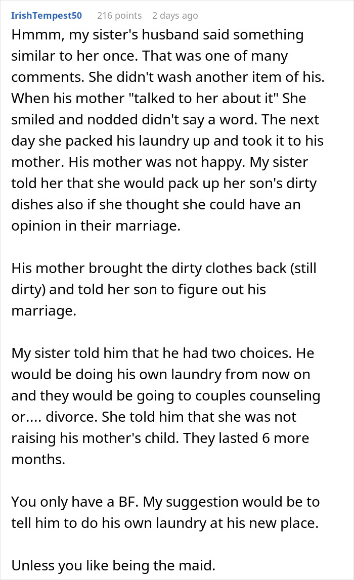 Man complains about laundry to mom; she teaches him a lesson on relationships. Man complains about laundry to mom; she teaches him a lesson on relationships.
