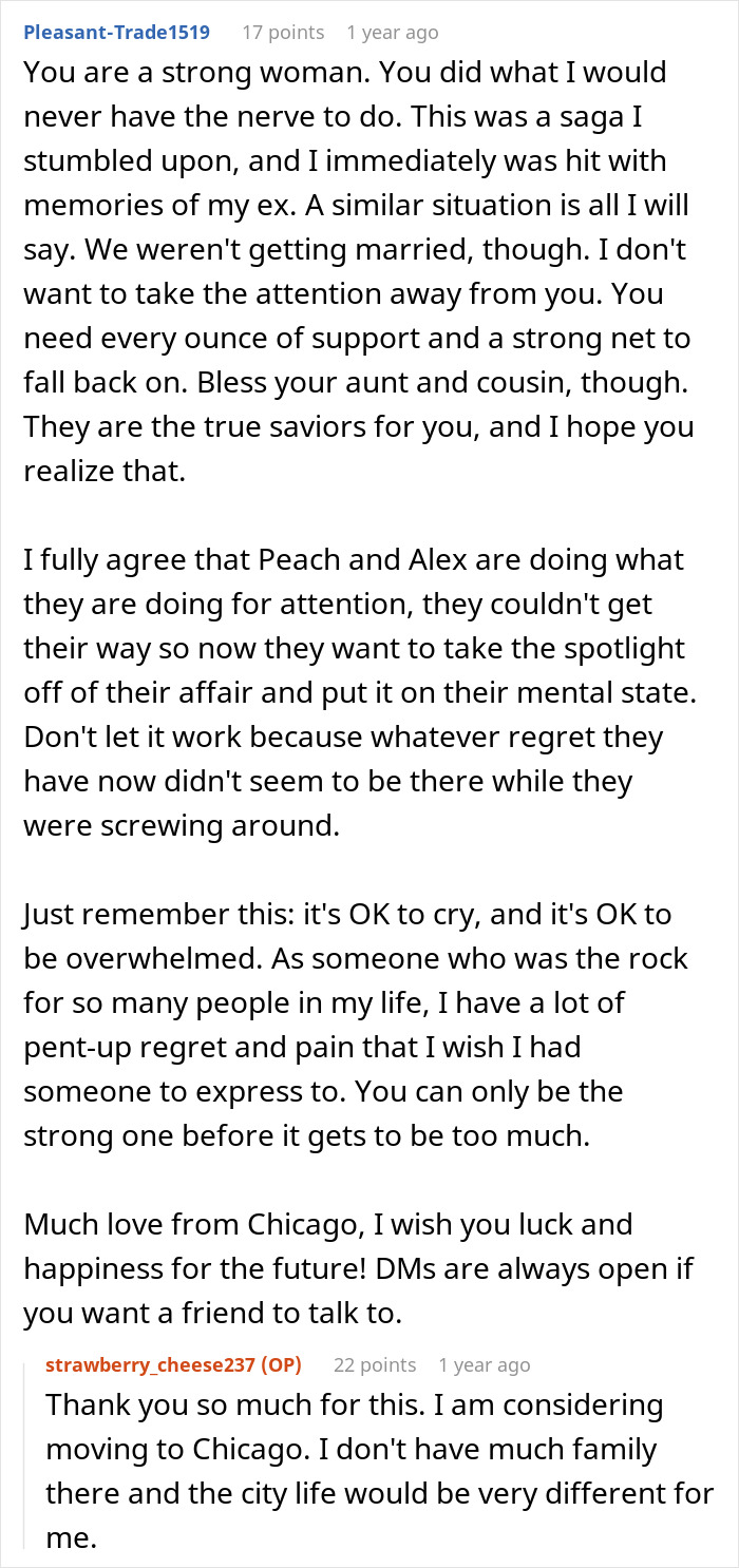 User comments about bride's fianc&eacute; affair, family chaos at rehearsal dinner.