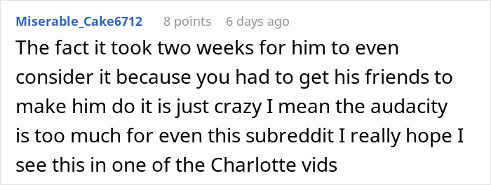 Text comment discussing a plan with friends to teach a boyfriend to clean up after himself. Text comment discussing a plan with friends to teach a boyfriend to clean up after himself.