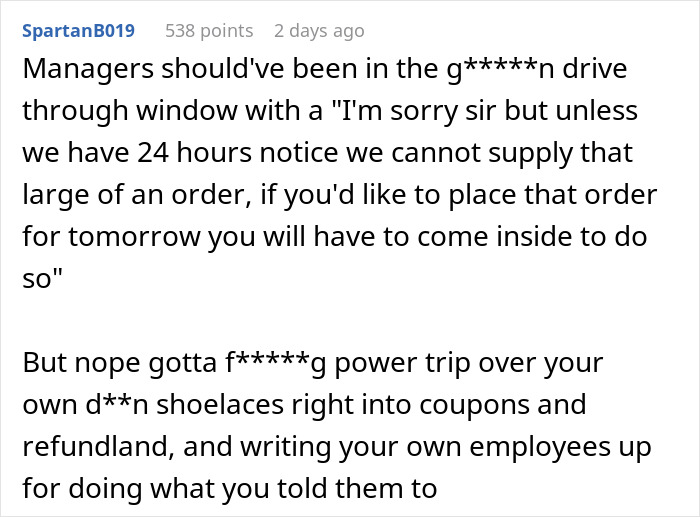 Reddit comment about break policy and chaos in the workplace, highlighting management issues.