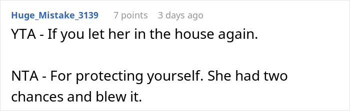 Comment with opinions on family bag search and trust issues.