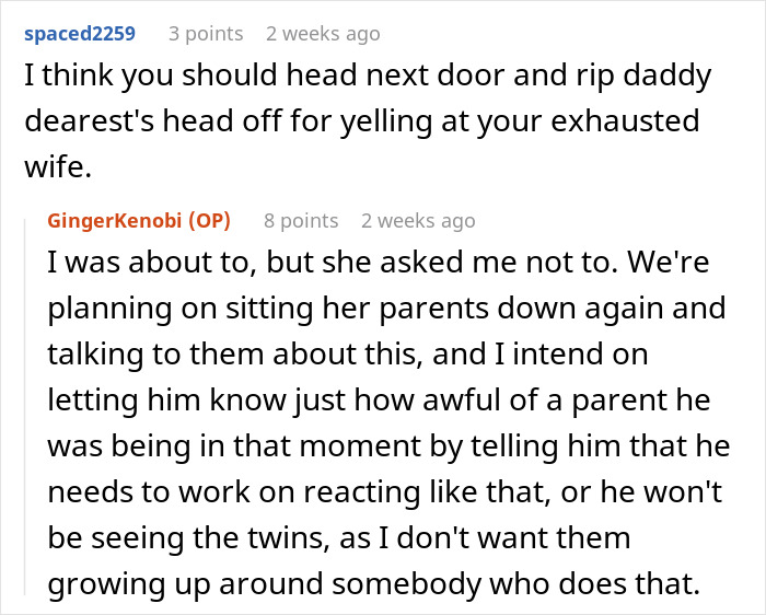 Reddit discussion about a couple refusing a visit during babies’ nap, addressing in-laws' views on disrespect. Reddit discussion about a couple refusing a visit during babies’ nap, addressing in-laws' views on disrespect.