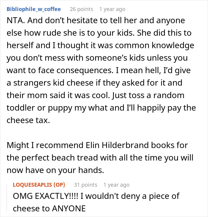 Text discussion about refusing to invite an entitled sister to Easter vacation, with user comments supporting the decision.