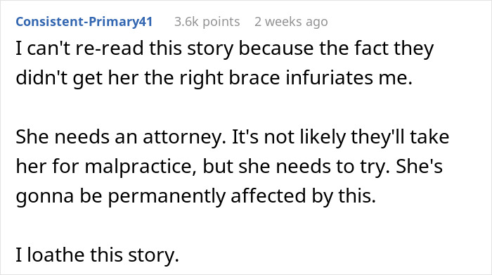 Text showing frustration over a woman bearing the physical consequences of an accident her fiancé caused. Text showing frustration over a woman bearing the physical consequences of an accident her fiancé caused.