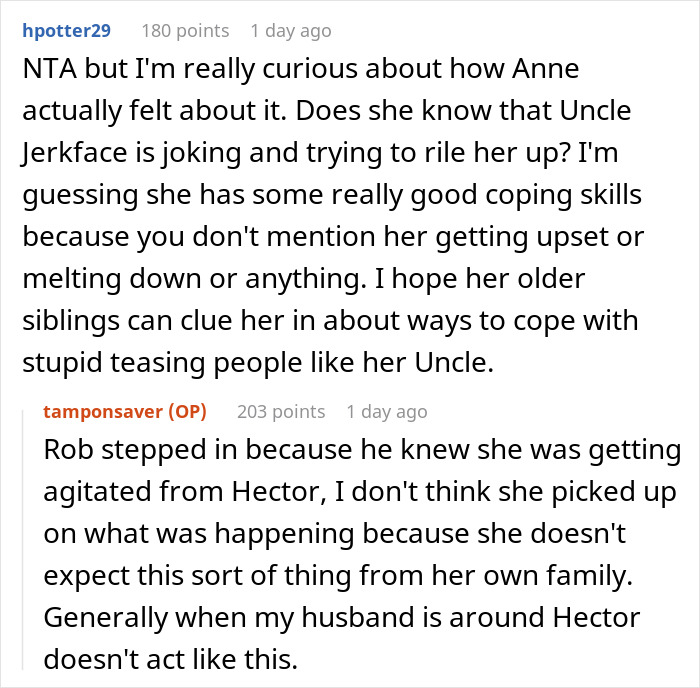 Reddit conversation discussing a guy acting childish and troubling his niece and nephew during a vacation.