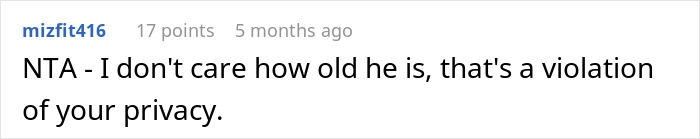 Reddit comment about vacation house security cameras and privacy concerns.