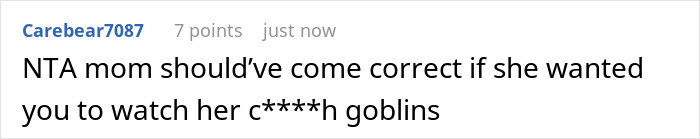 Comment on babysitting and stress, suggesting different childcare arrangements.