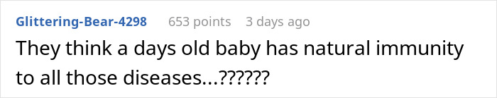 Comment questioning if a newborn baby has immunity, amid vaccine debate. Comment questioning if a newborn baby has immunity, amid vaccine debate.
