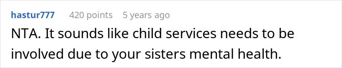 Reddit comment discussing the necessity of child services for mental health concerns.