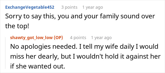 Screenshot of online discussion where a husband confronts family over treatment of pregnant wife and demands apology.