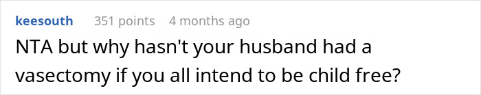 Comment questioning husband's vasectomy decision in a thread about MIL jokes related to birth control and becoming a grandma.