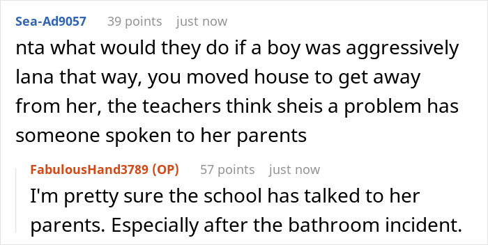 Reddit discussion about teen's harassment and school intervention.
