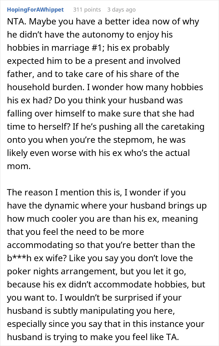 Reddit post discussing parenting expectations and relationship dynamics in a blended family. Reddit post discussing parenting expectations and relationship dynamics in a blended family.