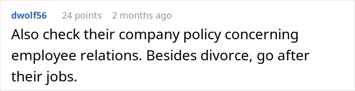 Screenshot of an online comment discussing company policy and employee relations after late-night drinks with a coworker.