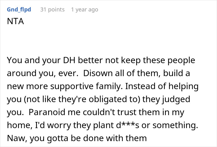 Reddit comment discussing family drama and false CPS claims.